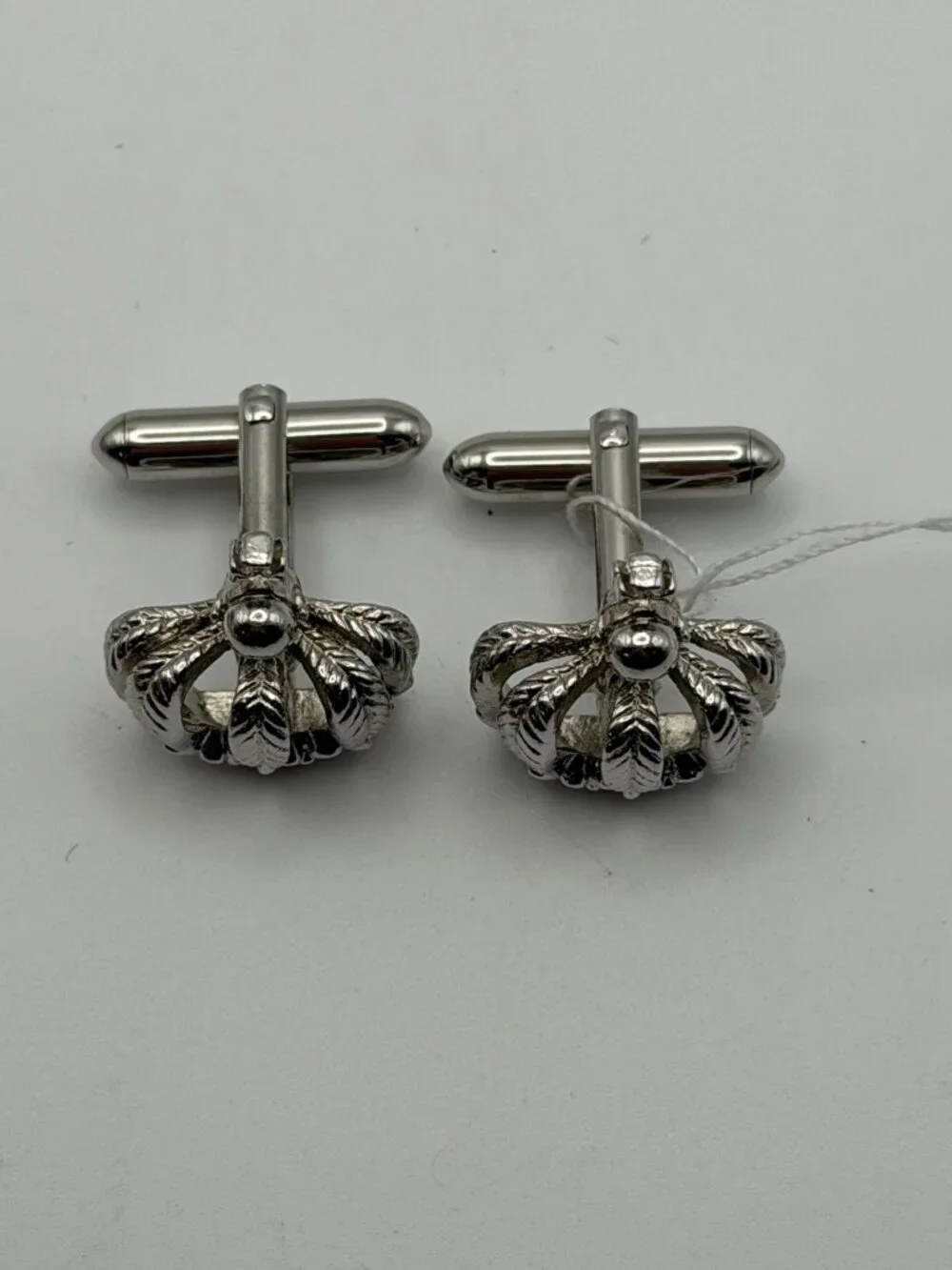Swank Vintage Crown Cufflinks Silver Tone Royal Mens